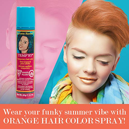 Jerome Russell Temporary Hair Color Spray, Orange - Intense Spray-On Temporary Hair Color, Fast-Drying, Non-Sticky, Travel Size Hair Dye For Instant Vivid Hair Color, 2.2 Oz #TOP1