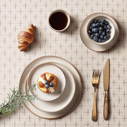 MIULEE Natural Beige Rectangle Cross-Star Textured Table Cloth 52x70 Inch by MIULEE - Used condition - Image 7