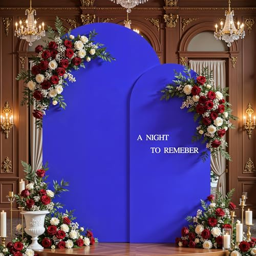 Set of 2 Royal Blue Arch Covers 7.2 & 6ft Spandex Arch Backdrop Stand Cover by Party Talk - Used condition - Image 8