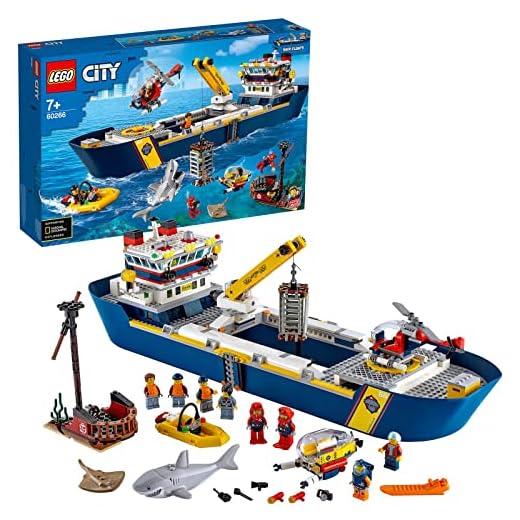 LEGO 60266 City Oceans Hav – utforskarskepp, Byggsats med Båtar och Minifigurer för Barn 7+ år, Julklapp Barn