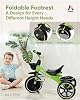 KRIDDO 2-in-1 Toddler Tricycle for Ages 18 Months to 5 Years Old - Extended Push Handle for Effortless Push, Gift Trike for Toddler 3 to 5 Year, Kids Tricycle with Foldable Front Footrest, Green #2