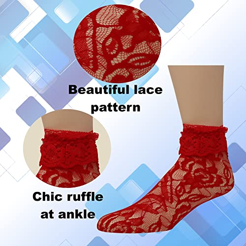 Image of EMEM Apparel Women's Lace Anklet Socks with Ruffle
