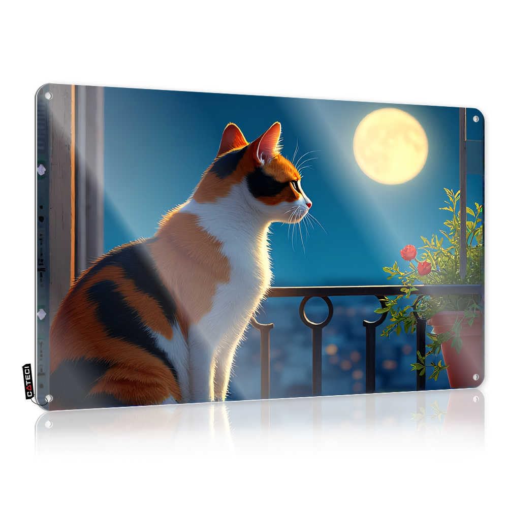 Panneau mural étanche chat sous la lune déco Tiki de qualité supérieure