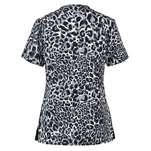 OIOLOYJM Printed Scrub Tops Women Short Sleeve V Neck Plus Size Scrubs for Womens Nursing Uniforms Shirts with Pockets
