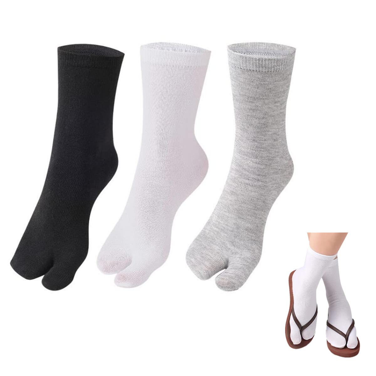 Amazon | [WinsGreat] 足袋 ソックス 3足組 靴下 2本指 指ソックス 綿