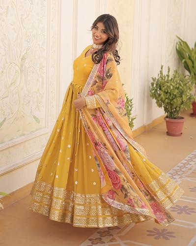 Image of Fashion Basket Georgette Embroidered Anarkali Kurta Set for Women