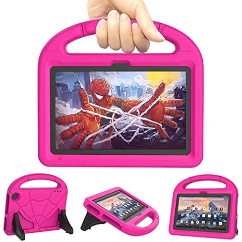 Fire 7 Tablet Case for Kids, Fire 7 Case 2022 (12th Genneration, 2022 Release), Mansiruyi Lightweight Shockproof Kid-Friendly Cute Cover with Handle Stand for All-New kindle Fire 7 Kids Tablet- Pink Cover
