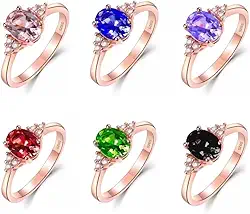 Anel Formatura Feminino Banhado a Ouro Rosé Cores Variadas com Caixinha