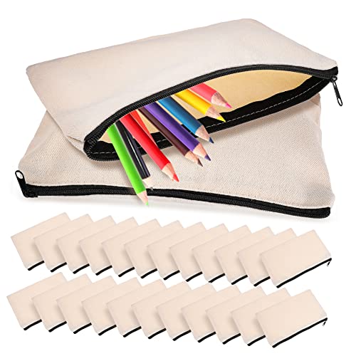 NUOBESTY 25pièces Lot de Pochettes Zippées Toile Noire Organiseurs Polyvalents pour Crayons Cosmétiques Et Voyage Étuis Réutilisables Pratiques pour Petits Objets