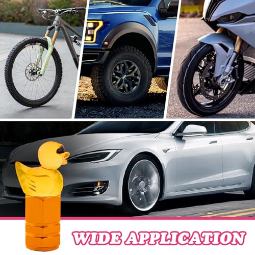 4Pcs Sunglasses Duck Tire Valve Stem Caps, Funny Decorative Covers for Wheels, Cute Car Accessories (Hexagon Yellow)