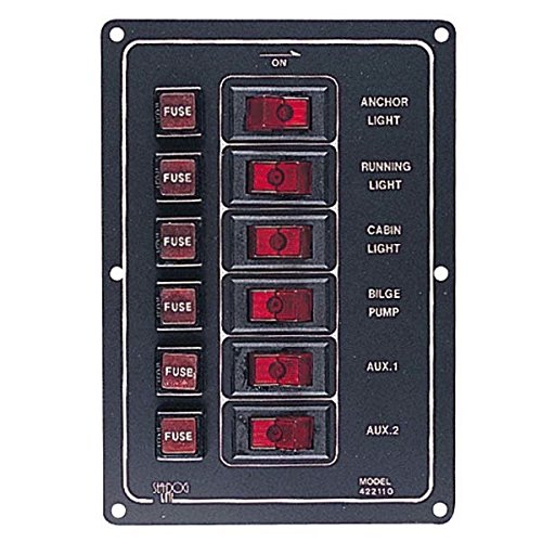 AMRS-422110-1 Sea Dog Aluminum Vertical 6 Gang Switch Panel
