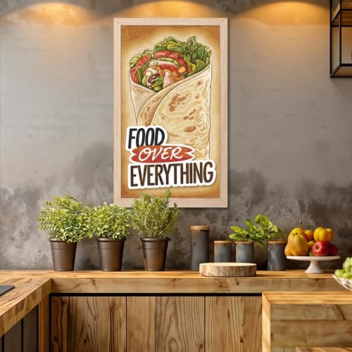 Image of NoWorries Wall art framed painting food posters for cafe decor (Synthetic wood frame) inch300 GSM premium art HD prints inch Wall painting for Home & Kitchen Decor (Pattern illustration)( Set of 1, Framed Painting) (NATURAL, ART-9, 10X19INCHES)
