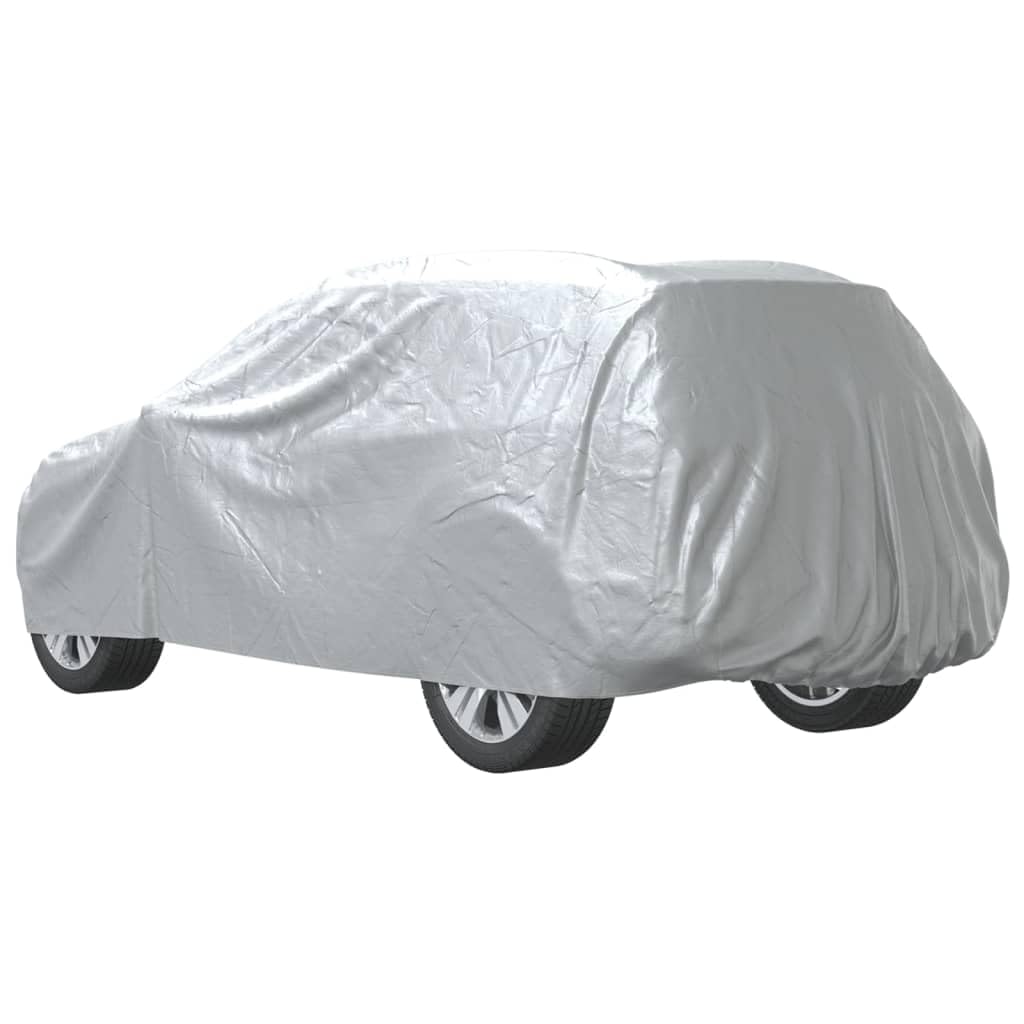 Autoabdeckung für SUV mit Schnallenriemen Voll Silbern XL, Abdeckplane Wohnwagen, Wohnmobile Schutzhülle für Camper