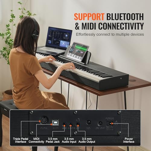VEVOR Piano numérique, 88 Touches entièrement pondérées, Ensemble Piano à Clavier électrique Portable avec Double Clavier, Haut-parleurs, pédale de Sustain, Casque, Bluetooth USB MIDI, pour débutants - Les Beatles, Paul McCartney, John Lennon, RIngo Starr, George Harrison VEVOR Piano numérique, 88 Touches entièrement pondérées, Ensemble Piano à Clavier électrique Portable avec Double Clavier, Haut-parleurs, pédale de Sustain, Casque, Bluetooth USB MIDI, pour débutants – Image 7