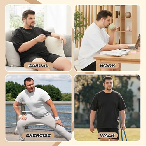 Image of BOOJO Workout Mens Shirts - Casual Black Quick Dry Moisture Wicking T-Shirts Crew Neck Short Sleeve for Gym Athletic Running