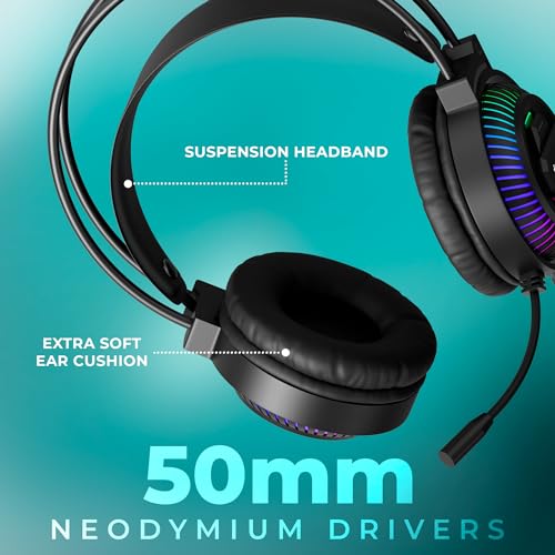 ZEBRONICS Jupiter 3.5mm Premium Gaming Over Ear Headphone with 50mm Neodymium Drivers, Extra Soft Ear Cushion,Suspension Headband, Braided... - Image 2