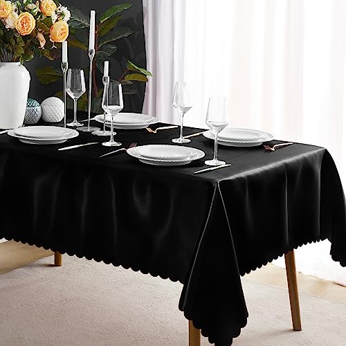 KKJIAF 1 Pack Black Satin Tablecloth 58" x 102"