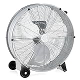 COSTWAY 24 Inch Large Industrial Drum Fan, 3-Speed High-Velocity Floor Fan with Built-in Wheels & Handle, Metal Air Circulator Cooling Fan for Home Commercial Warehouse Workshop (Silver) - Image 1