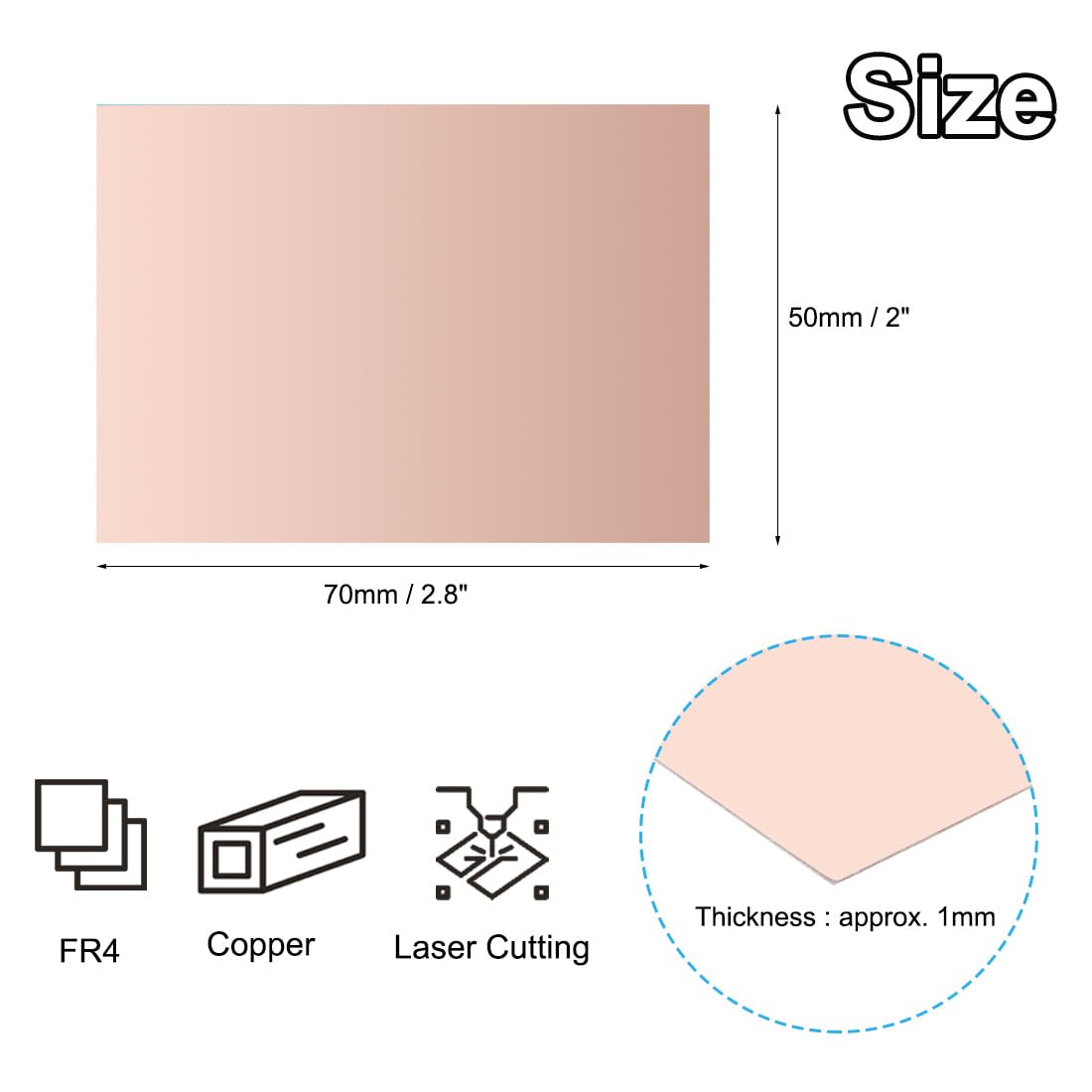 PATIKIL 2x2.8 Pollici Single Sided Copper Clad Laminate PCB, 12 Pz Spessore 1mm FR4 Placcato Rame Circuito Universale Tavola Prototipo Per Incisione DIY PCB Kit