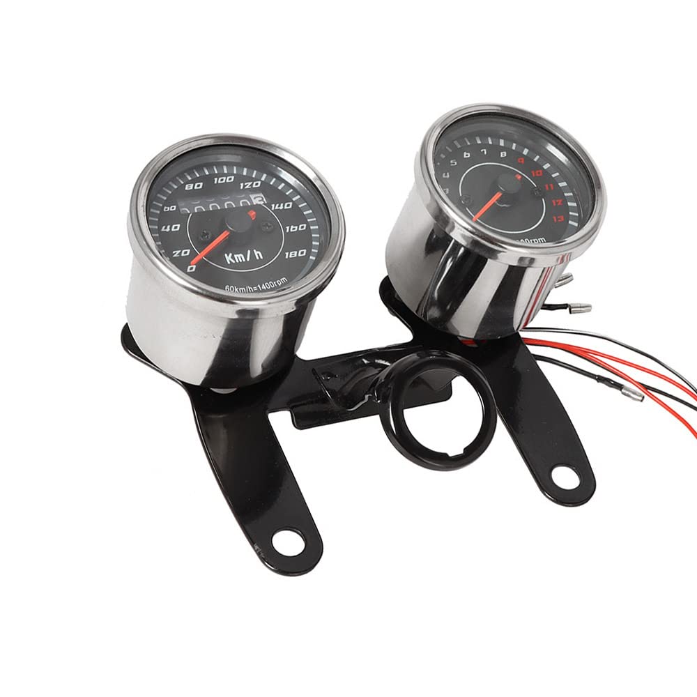 Riloer Compteur de vitesse, tachymètre, odomètre, jauge avec support, rétroéclairage LED pour moto, kit combiné, UniVe*rsal Fit