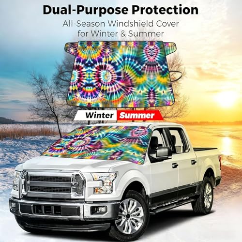 Cubierta protectora de hielo y nieve para coche Exotic Tribe con diseño de teñido anudado 7