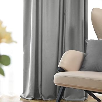Amazon Com Fmfunctex Grey Blackout Curtains For Bedroom 84 Long Window Curtain Panels For Nursery Room Office Curtain Drapes Grommet Top 2 Pack Home Kitchen