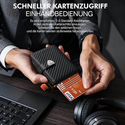 Detaillierte Ansicht des RFID-blockierenden Innenfutters der TENBST Herrenbörse mit Aluminiumfolie