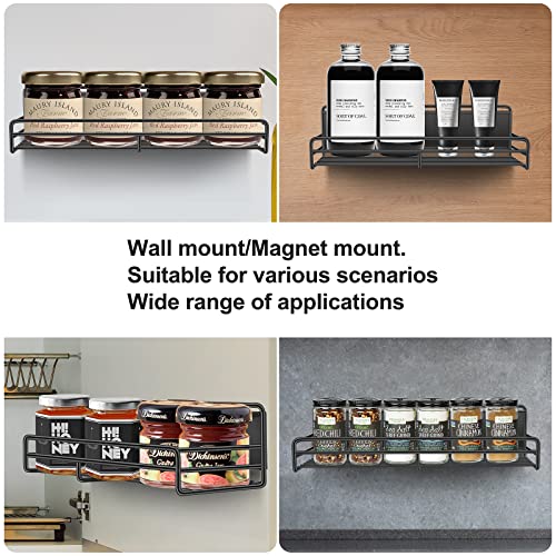 Magnetic Spice Rack 2 Pack Spice Rack Organizer With Hooks, Wall Mount, Kitchen Cabinet, Refrigerator, Washing Machine, Microwave Awesome Metal Organizing Rack For Spices, Jars, Bottles, (Black ) #TOP5