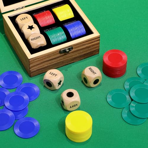 image for Pagather Fun Left Right Roll Dice Game Set, Include 3 1-inch Wooden Di