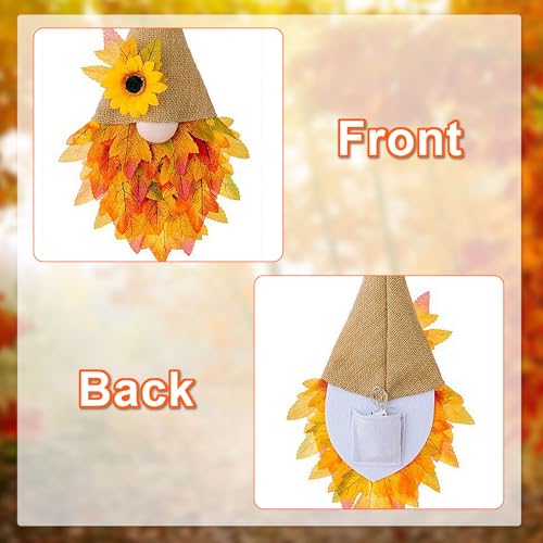 iwiio Autumn Wreaths for Front Door, Autumn Door Wreath Gnome, Maple Leaf Fall Decorations Wreath, Fall Wreath for Halloween Decorations, Thanksgiving, Harvest Festival - Image 4