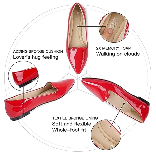 Image of MUSSHOE Black Flats for Women Pointed Toe-Comfortable Business Casual Work Shoes, Dressy Suede Slip On with Memory Foam for Office, Teacher & Standing All Day