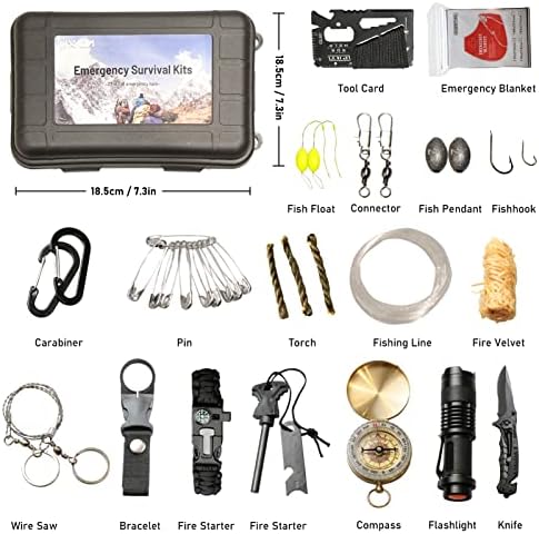 Lixada Emergency Survival Kit 27 in 1 Outdoor Multi-Tools for Camping Hiking Hunting
