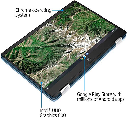 Image of HP Chromebook x360 Laptop Computer in Teal Color Intel Celeron N4020 up to 2.8GHz 4GB DDR4 RAM 64GB eMMC 14inch HD 2-in-1 Touchscreen (Renewed)