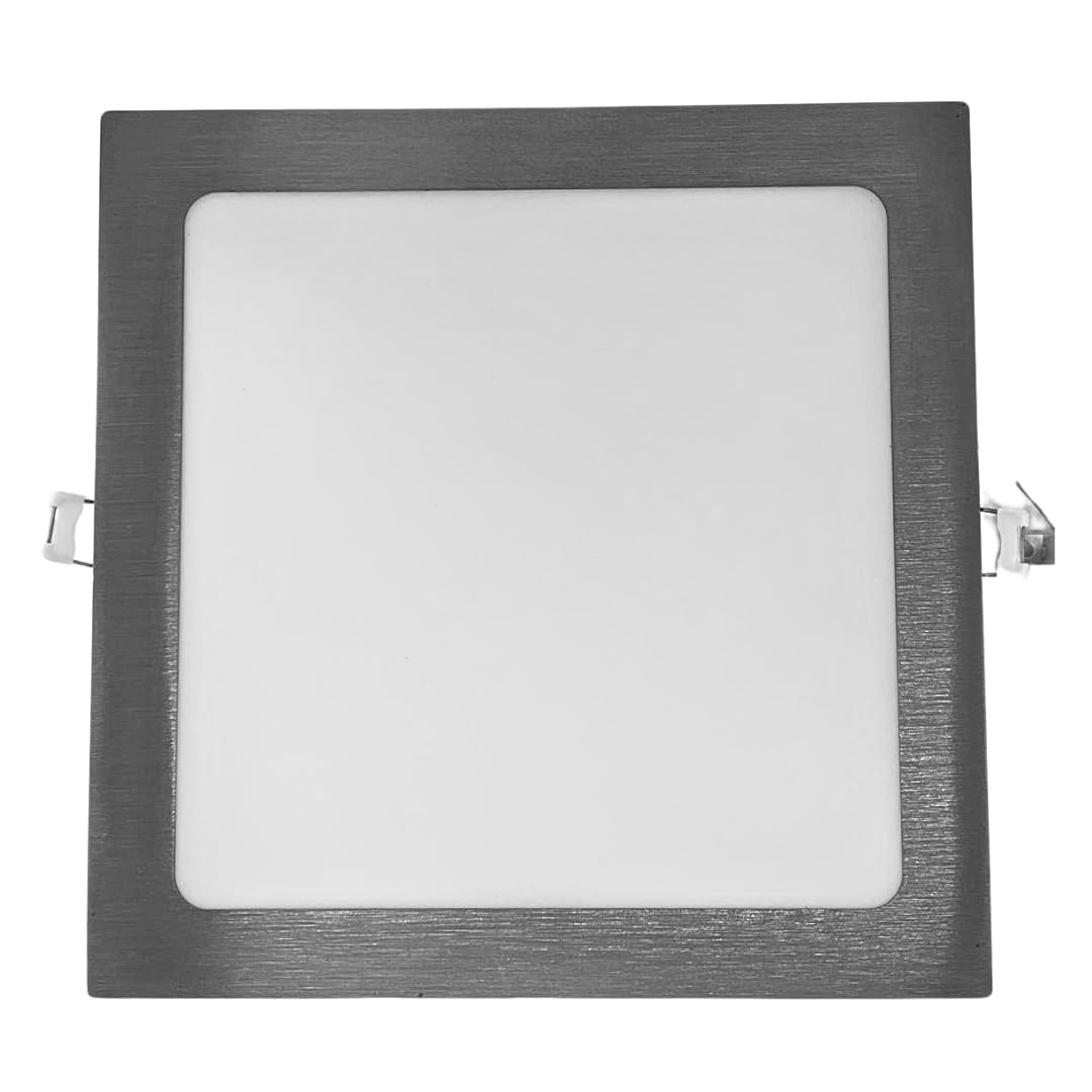 Jandei Cool White - Led Downlight 18W Square Recessed Steel Finish. Perfect For Hallways, Living Rooms, Offices, Kitchens. (Cold White Color 6000K) 220V Driver Power Supply Included.