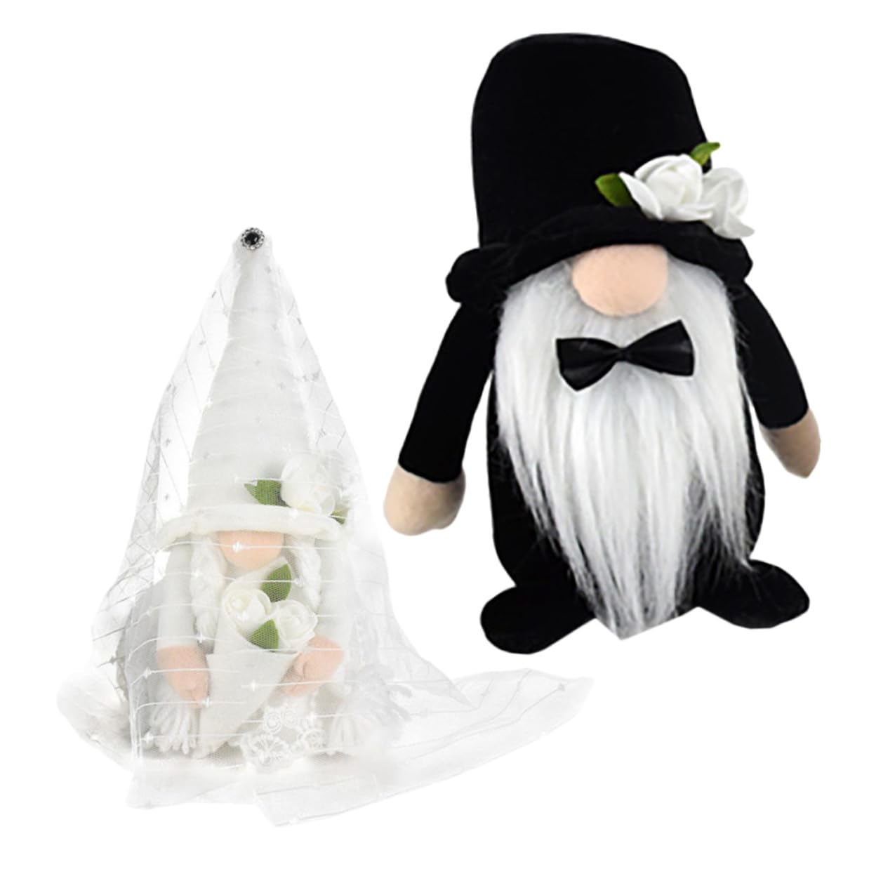 2 Stück Hochzeit Dekoration Gesichtsloser Gnom Brautgnompuppe aus Stoff und Pp Baumwolle als Tischdeko für Braut und Bräutigam bei Hochzeitsfeier