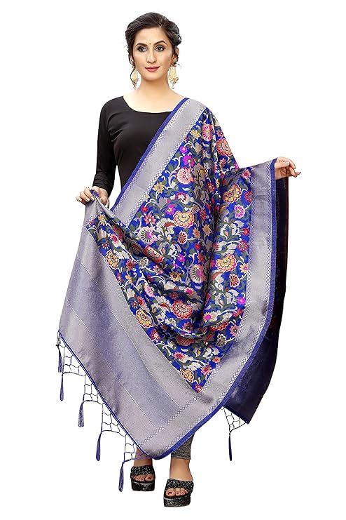 Uma Andrey Women's Printed Banarasi Silk Dupatta 2.30 mtrs width 36 inches
