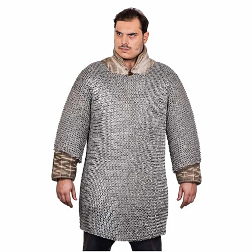 Demi-manchon médiéval chainmail XXL en aluminium léger inoxydable pour costume de scène