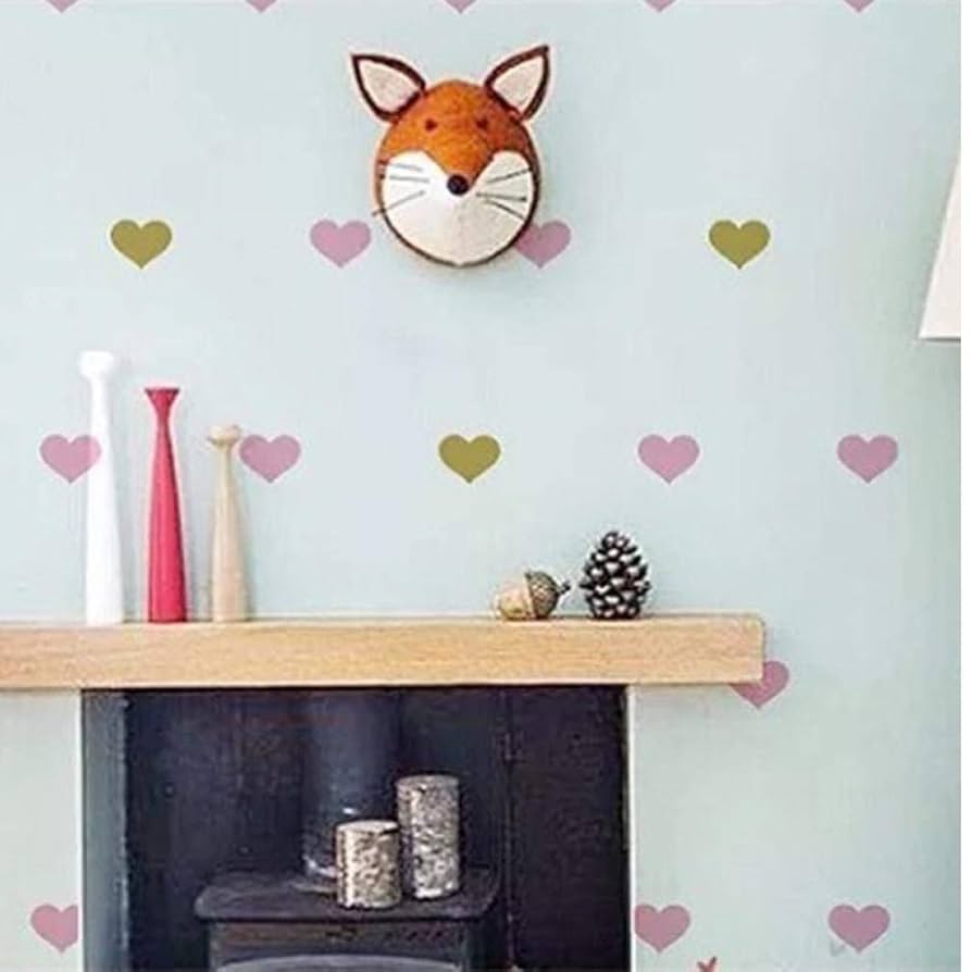 StickerDeen | Heart Shape Decoration Removable Wall Art Vinyl Decal Stickers | (Pack Of 80) (Purple