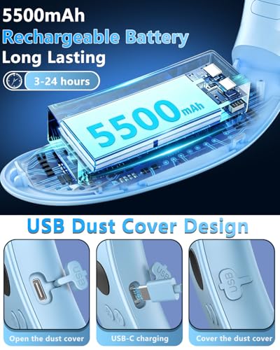 Image of Neck Fan with Cooling Plate-24H Quiet Powerful Fans that Blow 5 Speed&Power LED Display-USB 5500mAh Bladeless Wearable Personal AC Cooler