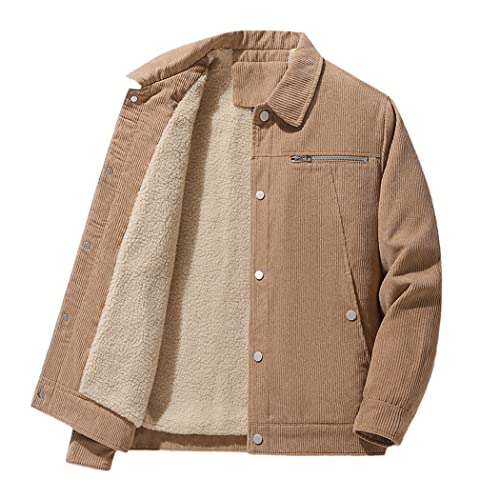 Veste en velours côtelé contre le froid hivernal manteau militaire polaire homme kaki
