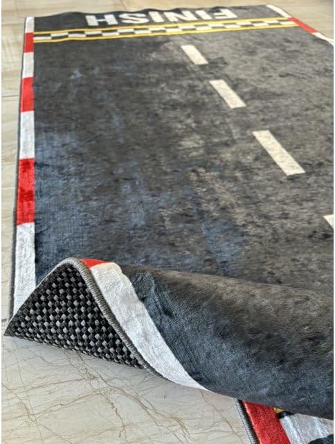 Miniatura 6 de Alfombra de pista de carreras, alfombra para habitación infantil RugRoB1318.0 1.3 x 3 pies Mat15.7x37.4 in