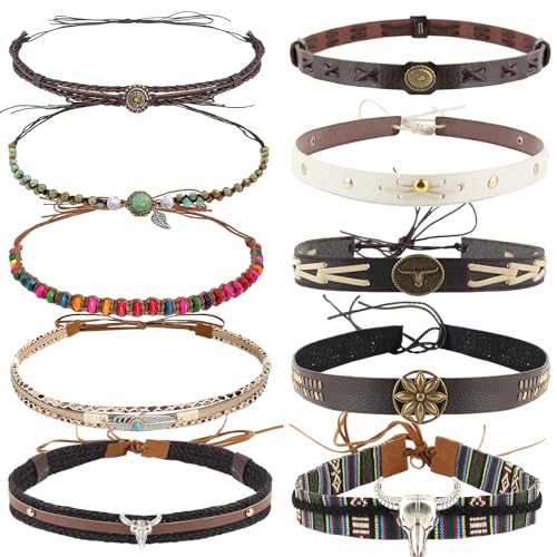 10 Pcs Cowboy Hat Bands for Men Women Cowgirl Hat Accessories