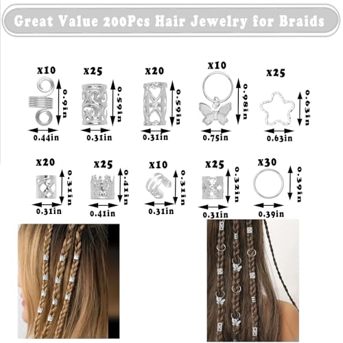 200 piezas de accesorios para cabello trenzado miniatura 3