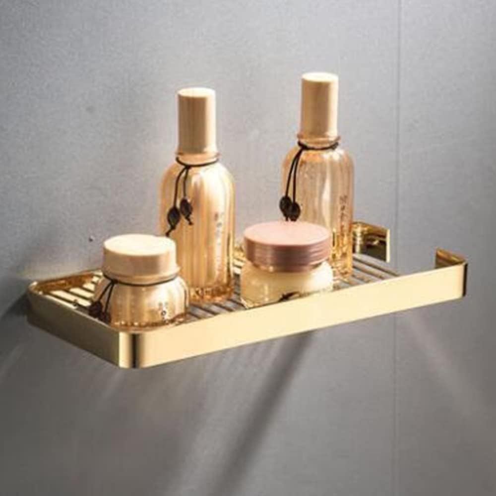 EliteBloom Solid Brass Corner Shower Caddy with Soap Dish and Shampoo Storage Rack Rustproof Wall Mounted Bathroom Shelf