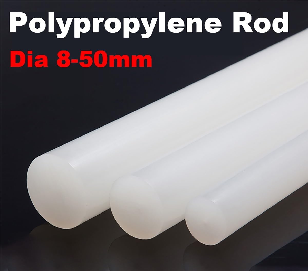 Długość 500mm Pręt PP Biały pręt polipropylenowy Kij Plastikowy pręt Dia 8/10/12/15/18/20/25/30/35/40/45/50mm(40x500mm 1Pcs)