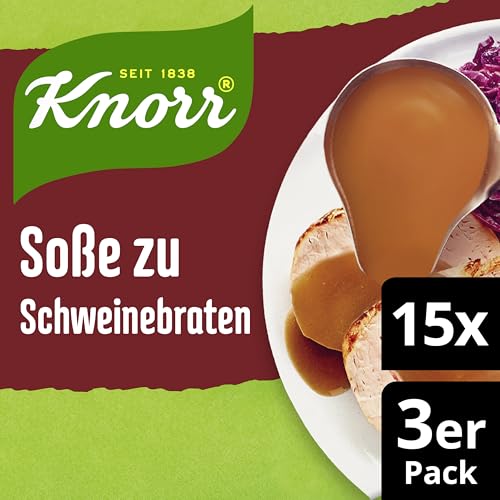 Knorr Soße zu Schweinebraten leckere dunkle Soße ohne geschmacksverstärkende Zusatzstoffe 3er Pack, 3 x 250ml