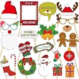 Christmas Photo Booth Props for Photography, Selfie Photobooth Props for Kids & Adults Christmas Game Supplies, Christmas Holiday Picture Backdrop Decorations Set Party Favors, Little DIY(21 Pcs)