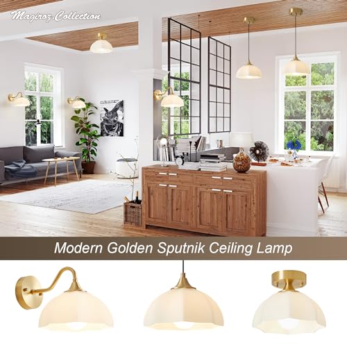 Image of Gold Wall Sconce 1-Light Modern Wall Lighting Fixture Farmhouse Vanity Sconces Lights with Milk White Glass Shade Indoor Wall Sconce Lamp Wall Mount Light Fixture for Bedroom MWL02-1A
