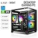 LXZ Gaming Desktop Ryzen 5 5500 6 core 2.5GHz PC Computer, RTX 3050 8G, 32G DDR4 RAM, 1TB NVME SSD, Prebuilt Gaming PC Tower Computer for Home and Office (Black)