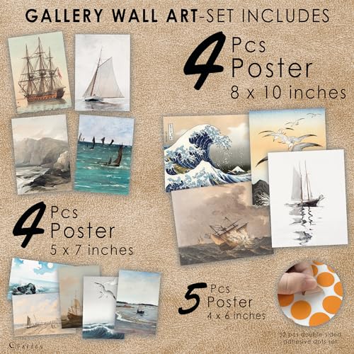 Image of Fardes Coastal Wall Art for Aesthetic Bedroom, Nautical Wall Decor for Vintage Room, Ocean Beach Prints